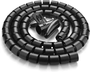 10FT Cable Management Sleeve EZ Cord Bundler 1" Diameter w/Zip Clip Zipper Wire Wrap Cord Organizer Cable Tube Hider Flexible & Expandable Home & Office Wire Concealer for PC TV Computer Cinema