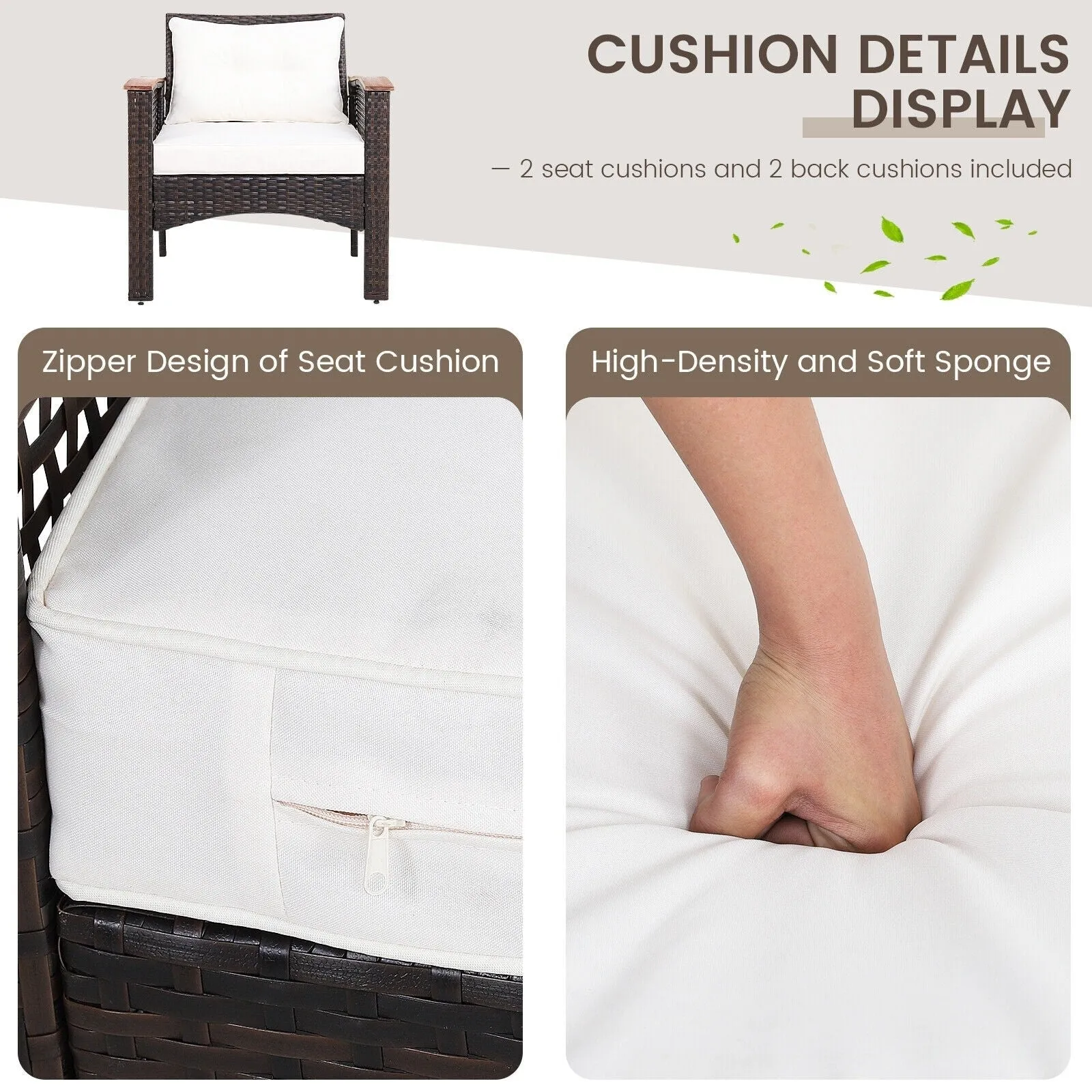 3pc Patio Rattan Furniture Set - Off White