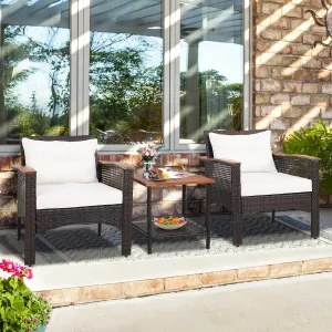 3pc Patio Rattan Furniture Set - Off White