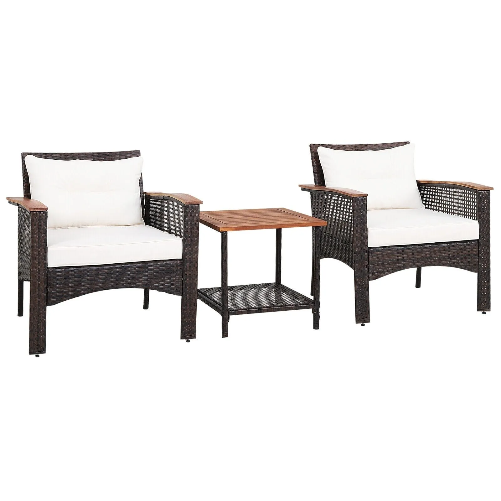 3pc Patio Rattan Furniture Set - Off White