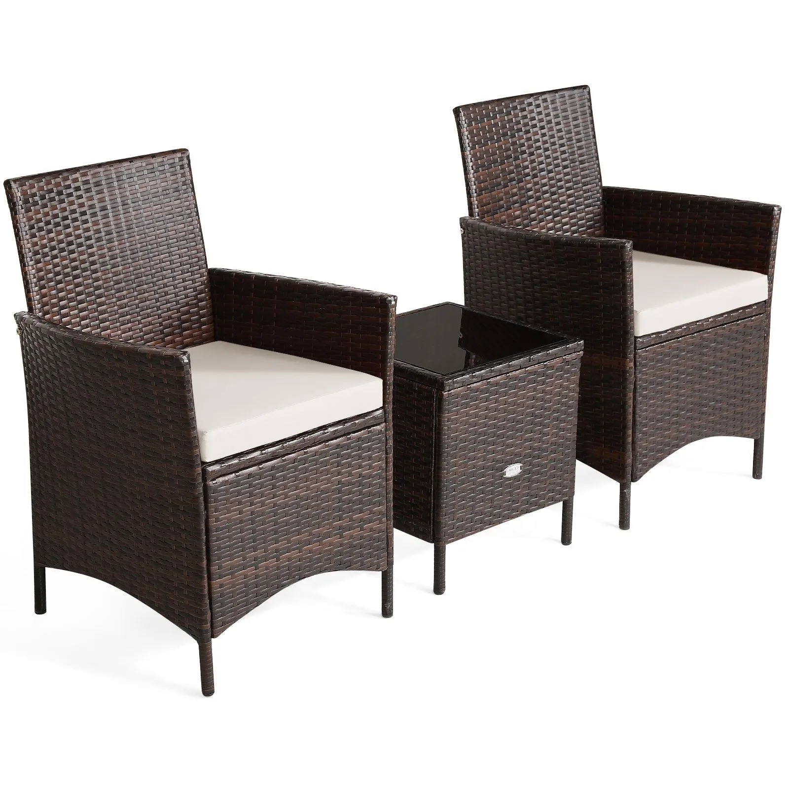 3pc Patio Rattan Furniture Set - White