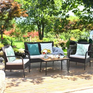 4pc Patio Rattan Outdoor Conversation Set
