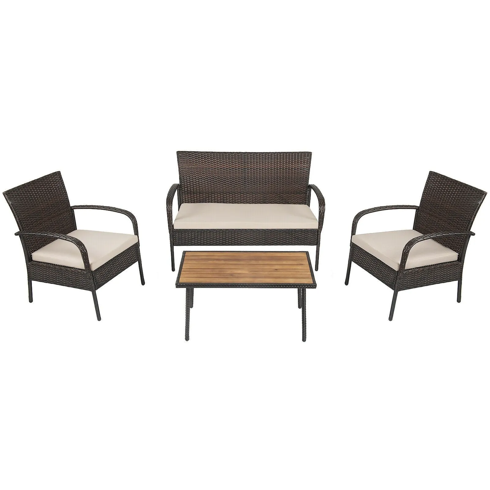 4pc Patio Rattan Outdoor Conversation Set