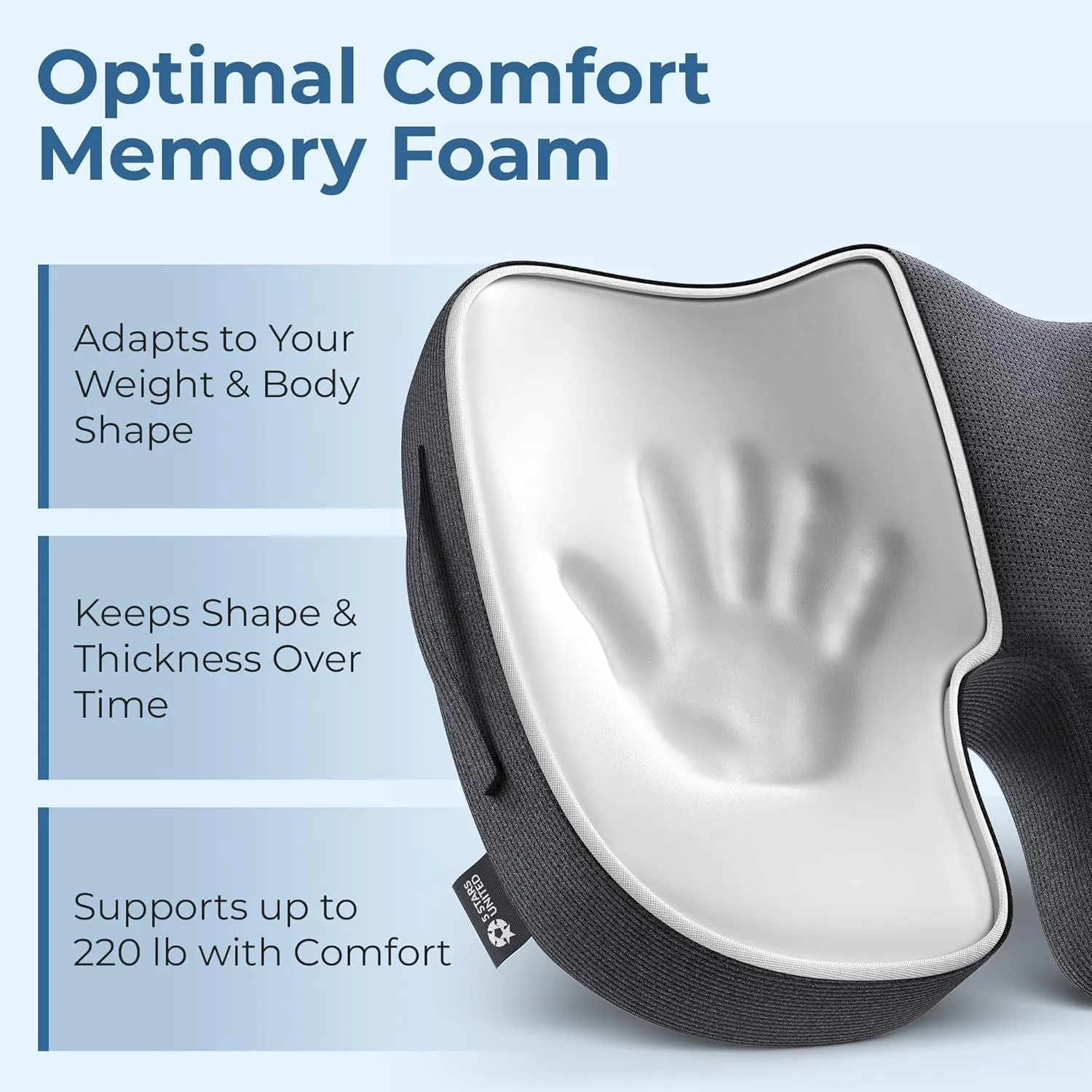 5 STARS UNITED Seat Cushion for Tailbone Pain Relief  Memory Foam Lifting Pillow for Coccyx, Hip, Hemorrhoid, Sciatica & Post-Surgery Recovery  Wheelchair, Car, Desk, Gaming & Office Chairs, Black