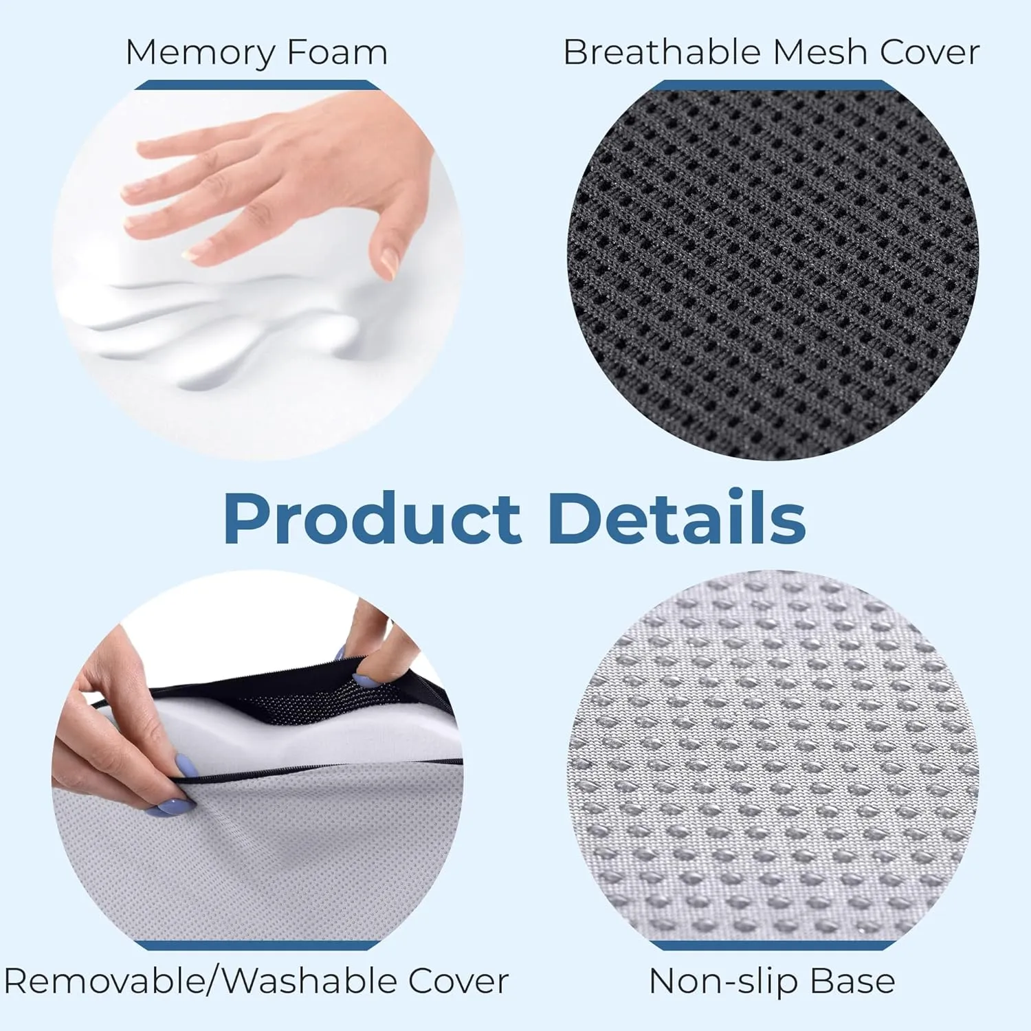 5 STARS UNITED Seat Cushion for Tailbone Pain Relief  Memory Foam Lifting Pillow for Coccyx, Hip, Hemorrhoid, Sciatica & Post-Surgery Recovery  Wheelchair, Car, Desk, Gaming & Office Chairs, D Gray