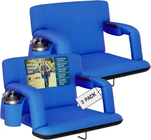 Alpcour Reclining Stadium Seat  Wide Bleacher Chair with Back Support and Cushion, Armrests, Side Pockets, and Bleachers Hook  Best Stadium Seats Chairs for Camping, Kayak, & Paddle Board Backs