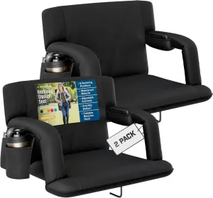 Alpcour Reclining Stadium Seat  Wide Bleacher Chair with Back Support and Cushion, Armrests, Side Pockets, and Bleachers Hook  Best Stadium Seats Chairs for Camping, Kayak, & Paddle Board Backs