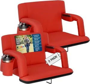 Alpcour Reclining Stadium Seat  Wide Bleacher Chair with Back Support and Cushion, Armrests, Side Pockets, and Bleachers Hook  Best Stadium Seats Chairs for Camping, Kayak, & Paddle Board Backs