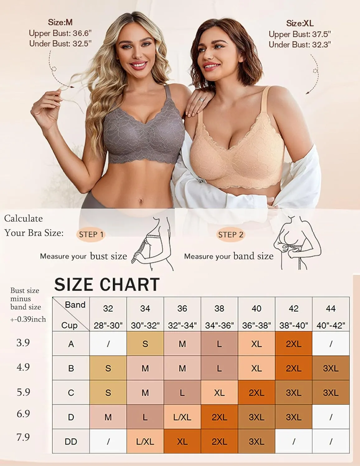 Avidlove Women's Seamless Bras Wireless Bra Full Coverage Lace Tshirt Everyday Bra S-3XL