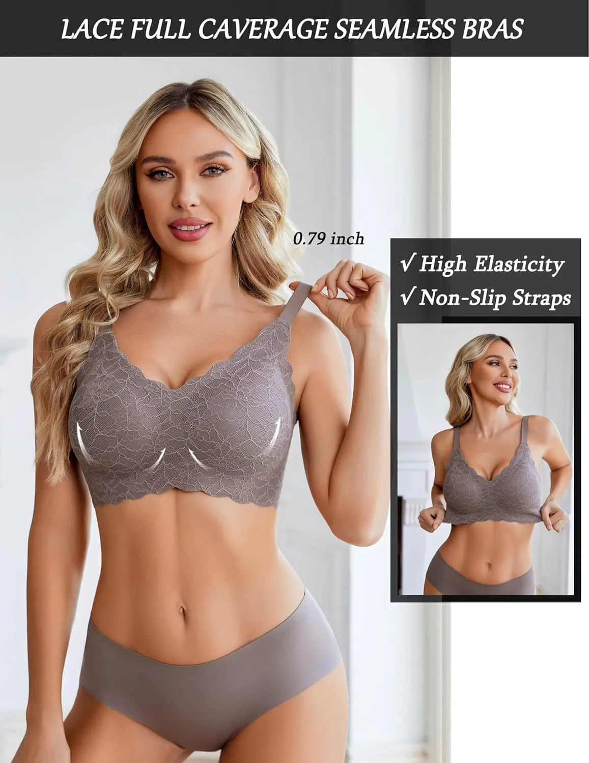 Avidlove Women's Seamless Bras Wireless Bra Full Coverage Lace Tshirt Everyday Bra S-3XL