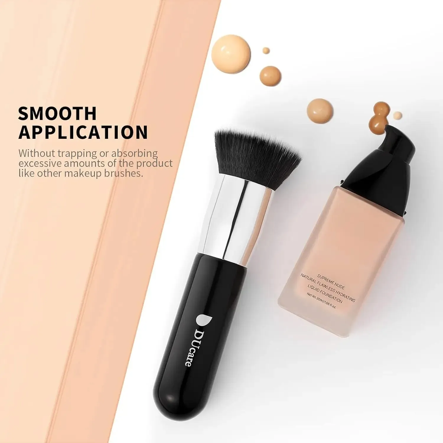 Black Flat Top Kabuki Foundation Brush for Liquid Makeup
