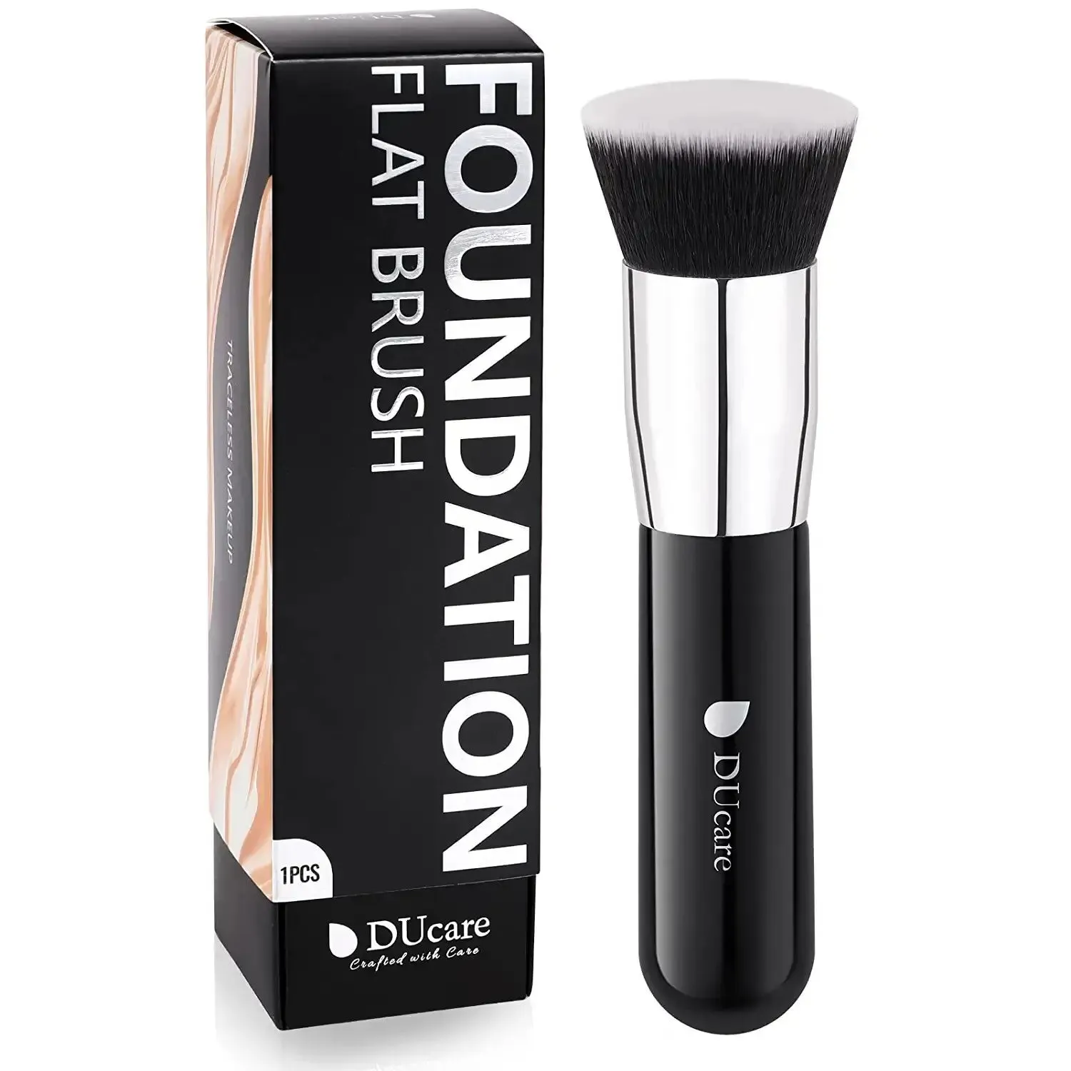 Black Flat Top Kabuki Foundation Brush for Liquid Makeup