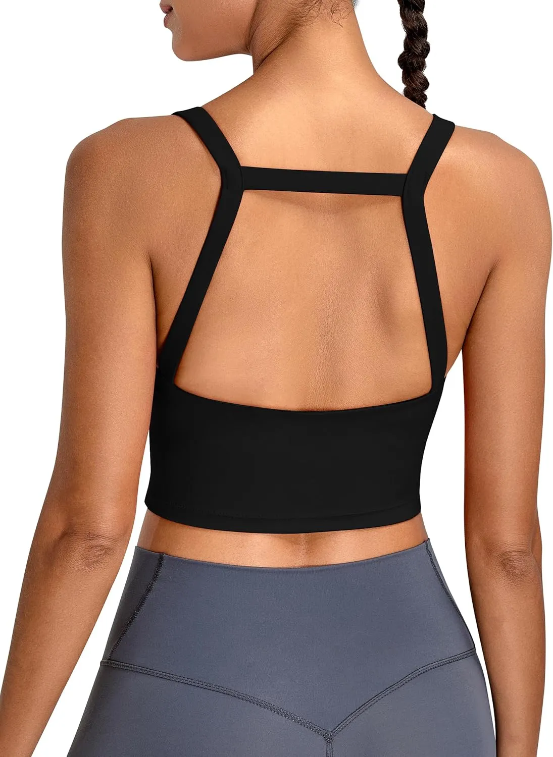 BMJL Women's Workout Tank Top with Built-in Bra Backless Crop Athletic Top for Yoga, Gym & Sports