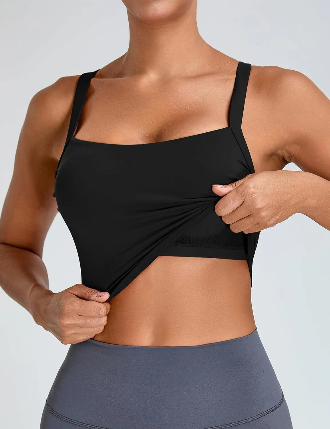 BMJL Women's Workout Tank Top with Built-in Bra Backless Crop Athletic Top for Yoga, Gym & Sports
