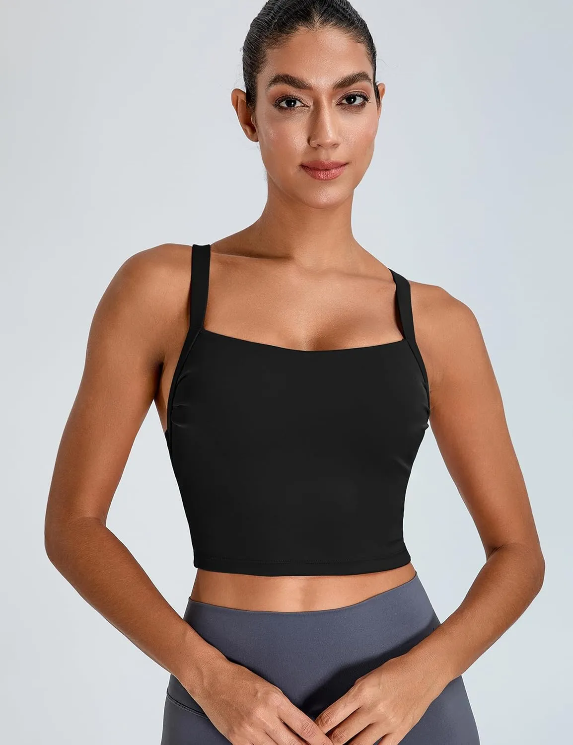 BMJL Women's Workout Tank Top with Built-in Bra Backless Crop Athletic Top for Yoga, Gym & Sports