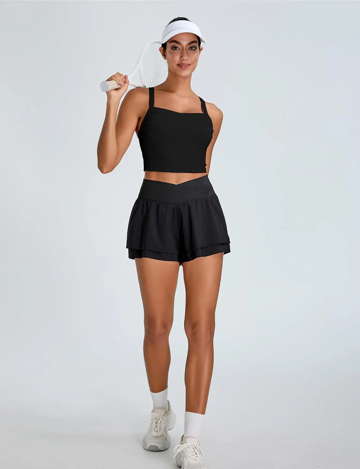 BMJL Women's Workout Tank Top with Built-in Bra Backless Crop Athletic Top for Yoga, Gym & Sports