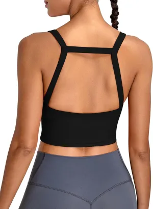 BMJL Women's Workout Tank Top with Built-in Bra Backless Crop Athletic Top for Yoga, Gym & Sports