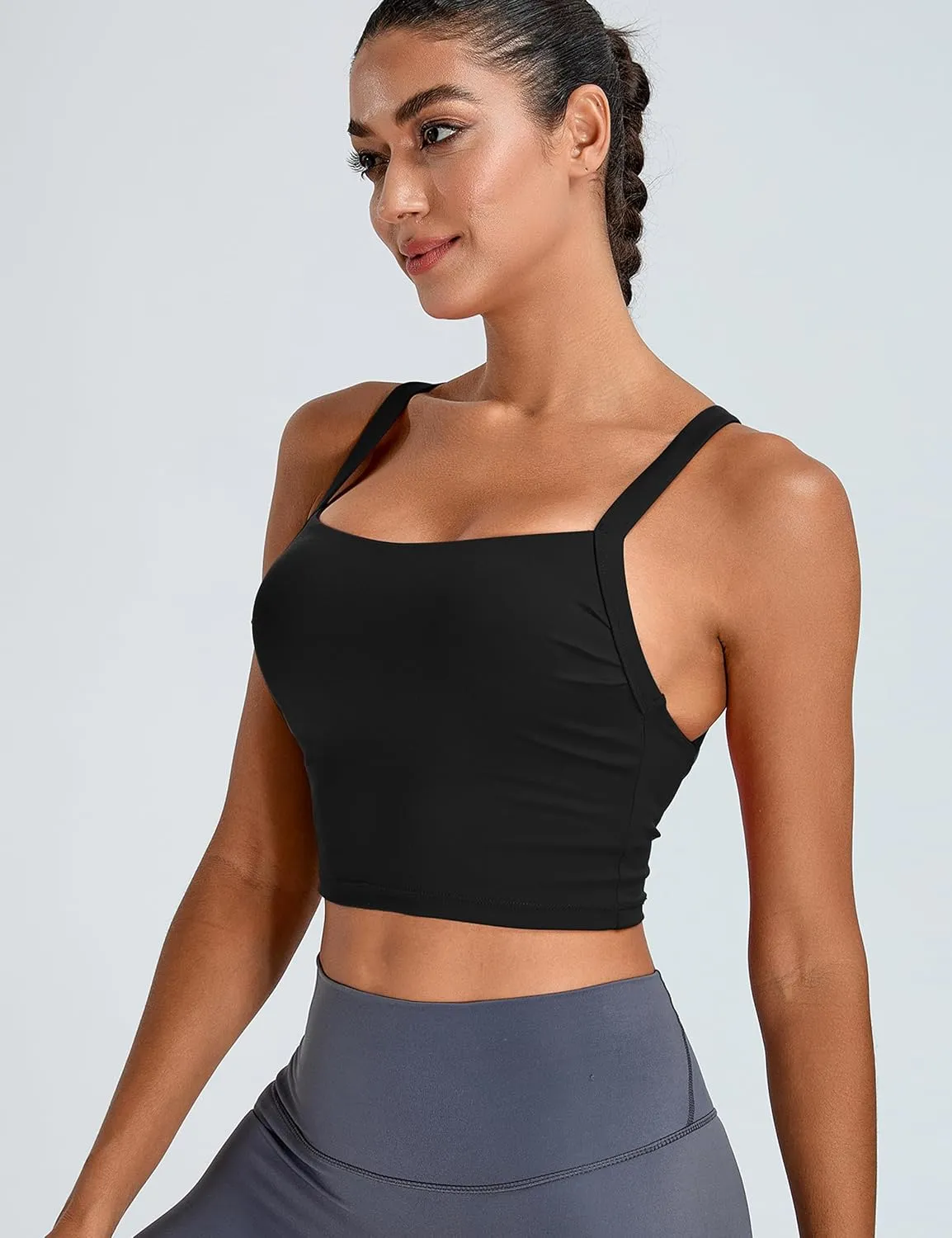 BMJL Women's Workout Tank Top with Built-in Bra Backless Crop Athletic Top for Yoga, Gym & Sports