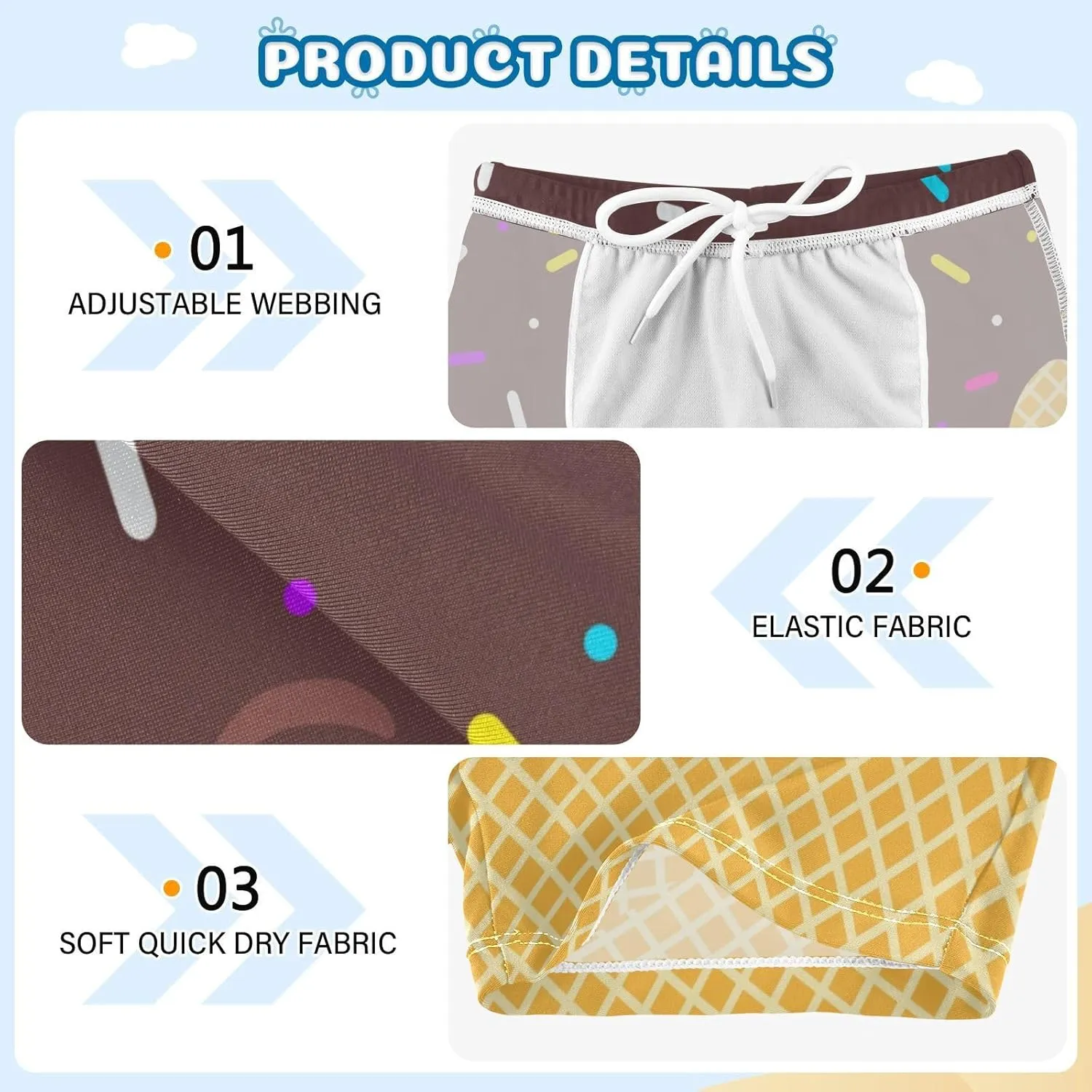 Boys Swim Trunks Toddler Swim Shorts Ice Cream Boys Bathing Suit Swimsuit for Kids 3-10T