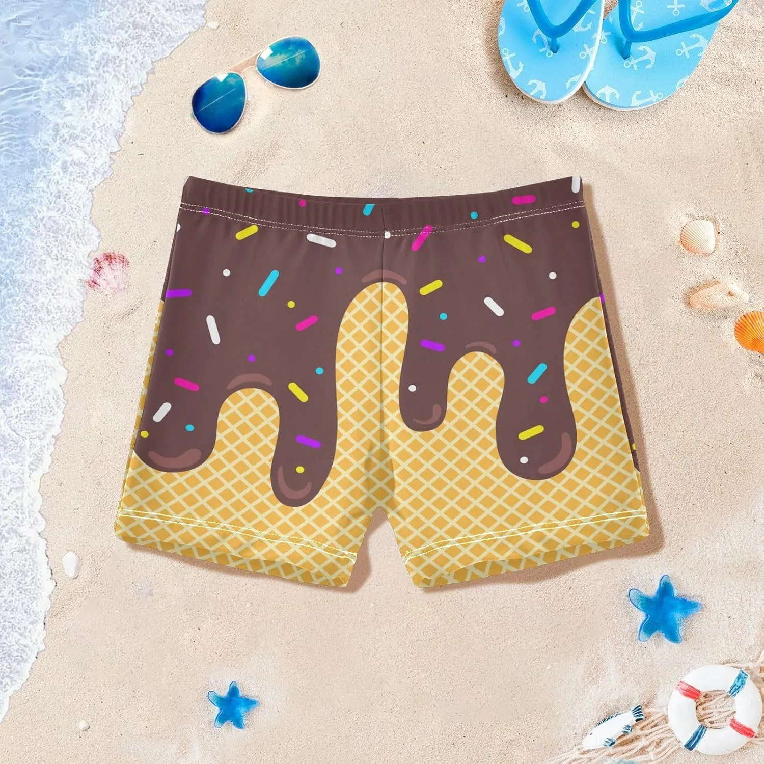 Boys Swim Trunks Toddler Swim Shorts Ice Cream Boys Bathing Suit Swimsuit for Kids 3-10T