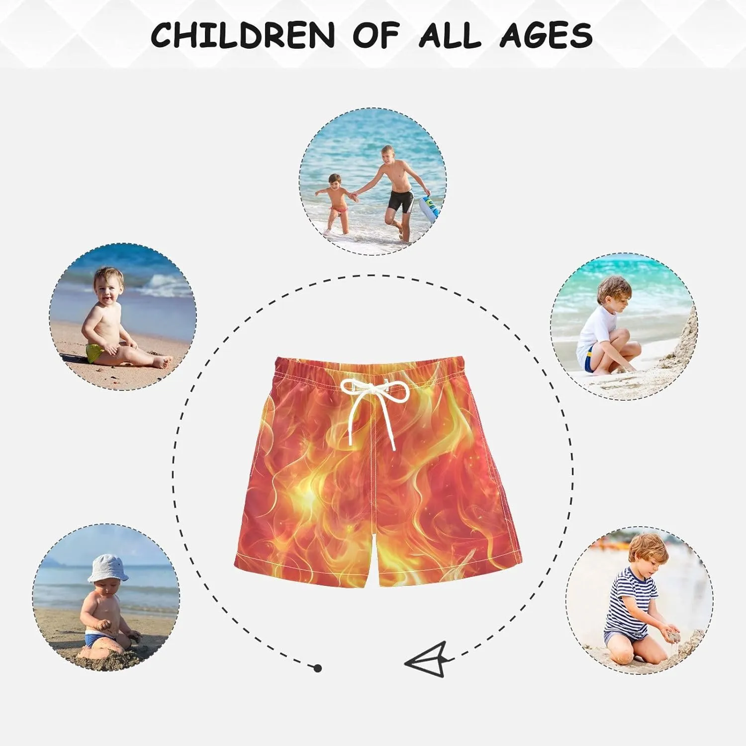 Boys Swim Trunks with Boxer Brief Liner, Ice Cream Cone Boys Swimwear Quick Dry Bathing Suit Toddler Swim Trunks