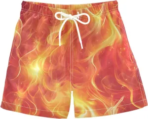 Boys Swim Trunks with Boxer Brief Liner, Ice Cream Cone Boys Swimwear Quick Dry Bathing Suit Toddler Swim Trunks
