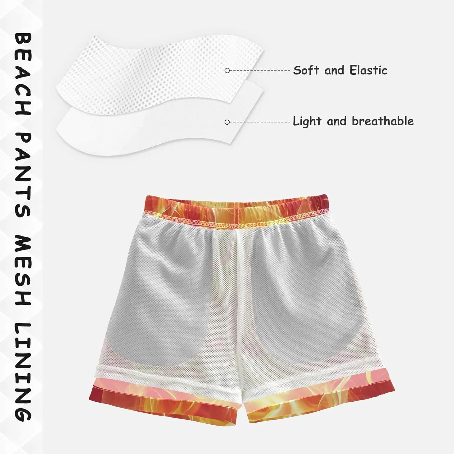 Boys Swim Trunks with Boxer Brief Liner, Ice Cream Cone Boys Swimwear Quick Dry Bathing Suit Toddler Swim Trunks