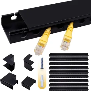 Cable Raceway Kit,139 Inch Open Slot Cable Management Kit with Upgraded Snap Structure,Under Desk Cord Organizer with Cable Management System for Network/PC/TVs 15.7" X 1.57" X 0.79" X 9PCS