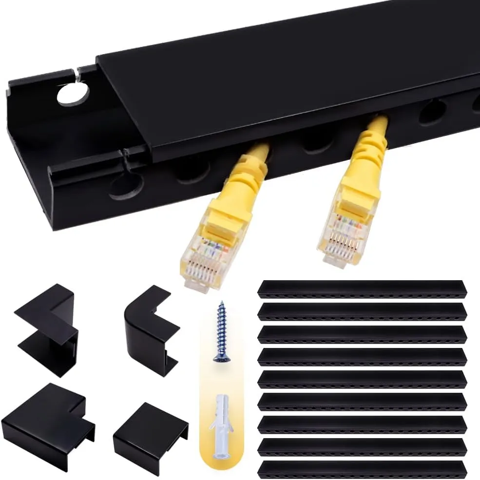 Cable Raceway Kit,139 Inch Open Slot Cable Management Kit with Upgraded Snap Structure,Under Desk Cord Organizer with Cable Management System for Network/PC/TVs 15.7" X 1.57" X 0.79" X 9PCS