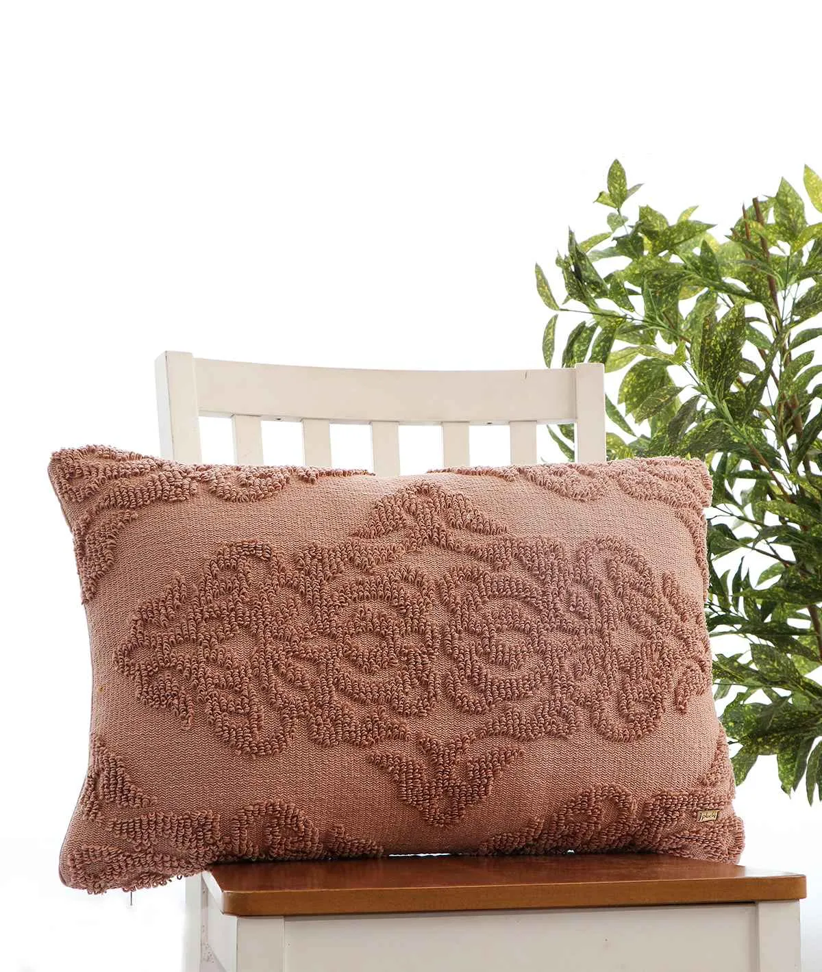 Damask Cotton Knitted Decorative Blush Pink Color 16 x 24 Inches Pillow Covers