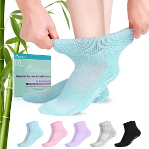 Diabetic Socks with Grippers for Men Women,5 Pairs Socks Size 6-9 9-12