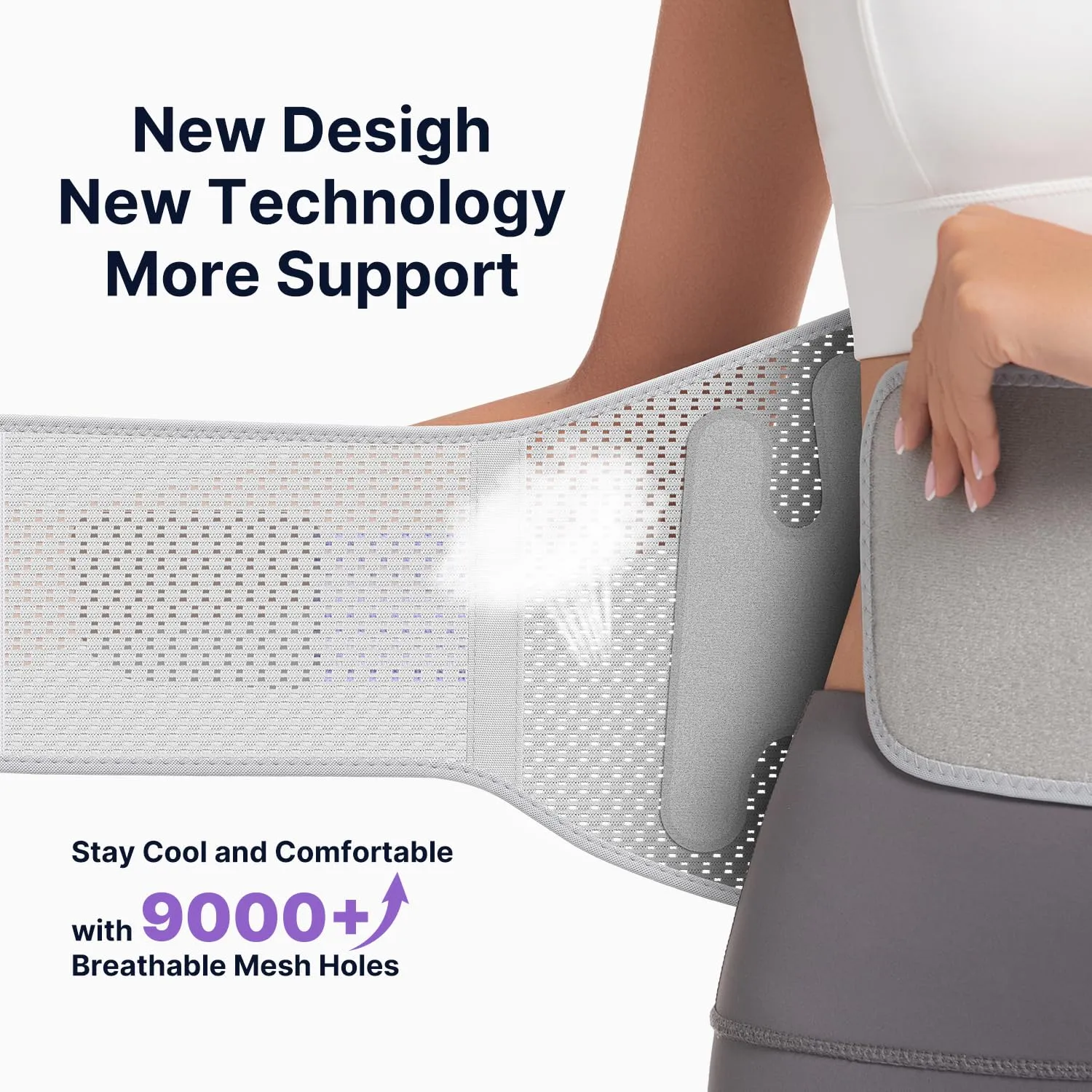 Fit Geno Back Brace for Lower Back Pain Relief: Adjustable Support with Ergonomic Lumbar Pad for Herniated Disc Sciatica and Lumbar Strain - Breathable Design for Women (M)