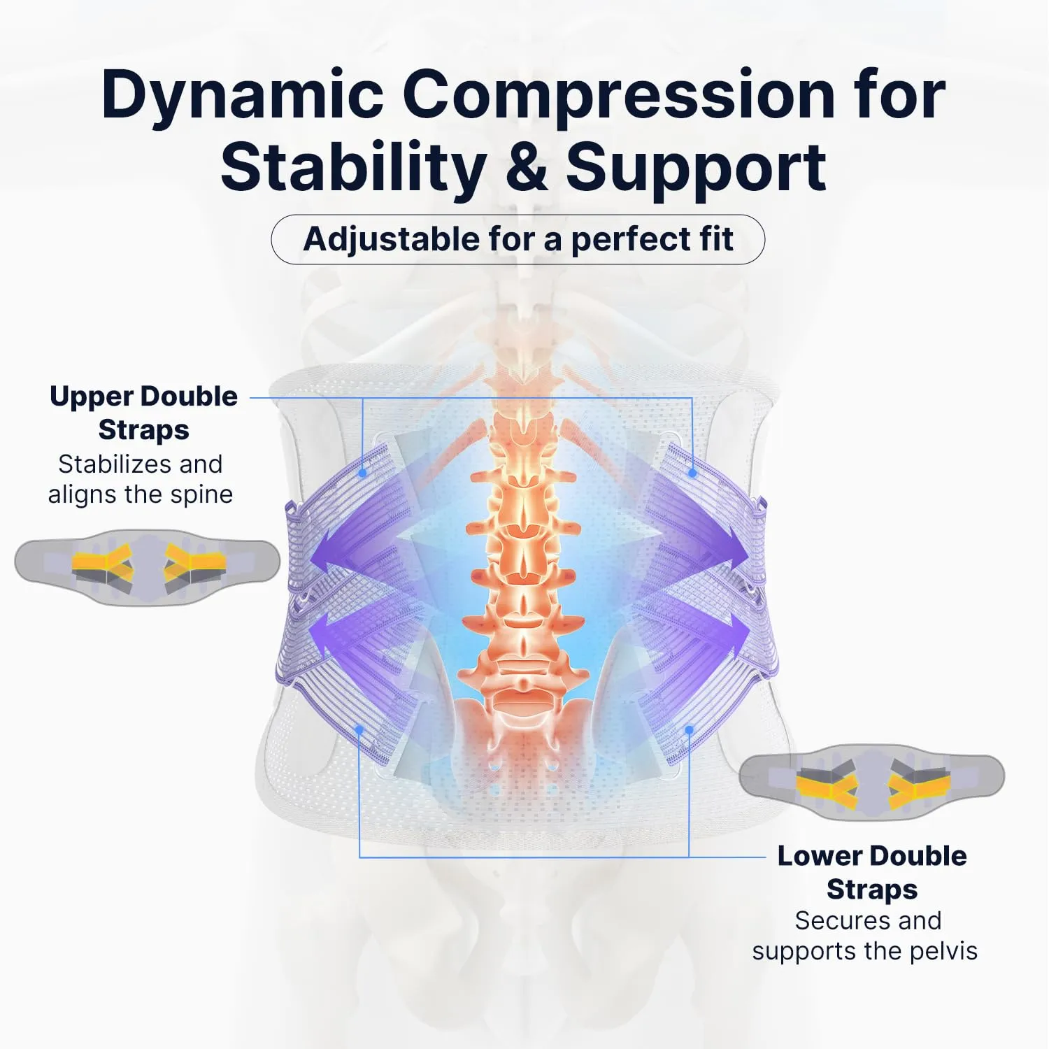 Fit Geno Back Brace for Lower Back Pain Relief: Adjustable Support with Ergonomic Lumbar Pad for Herniated Disc Sciatica and Lumbar Strain - Breathable Design for Women (M)