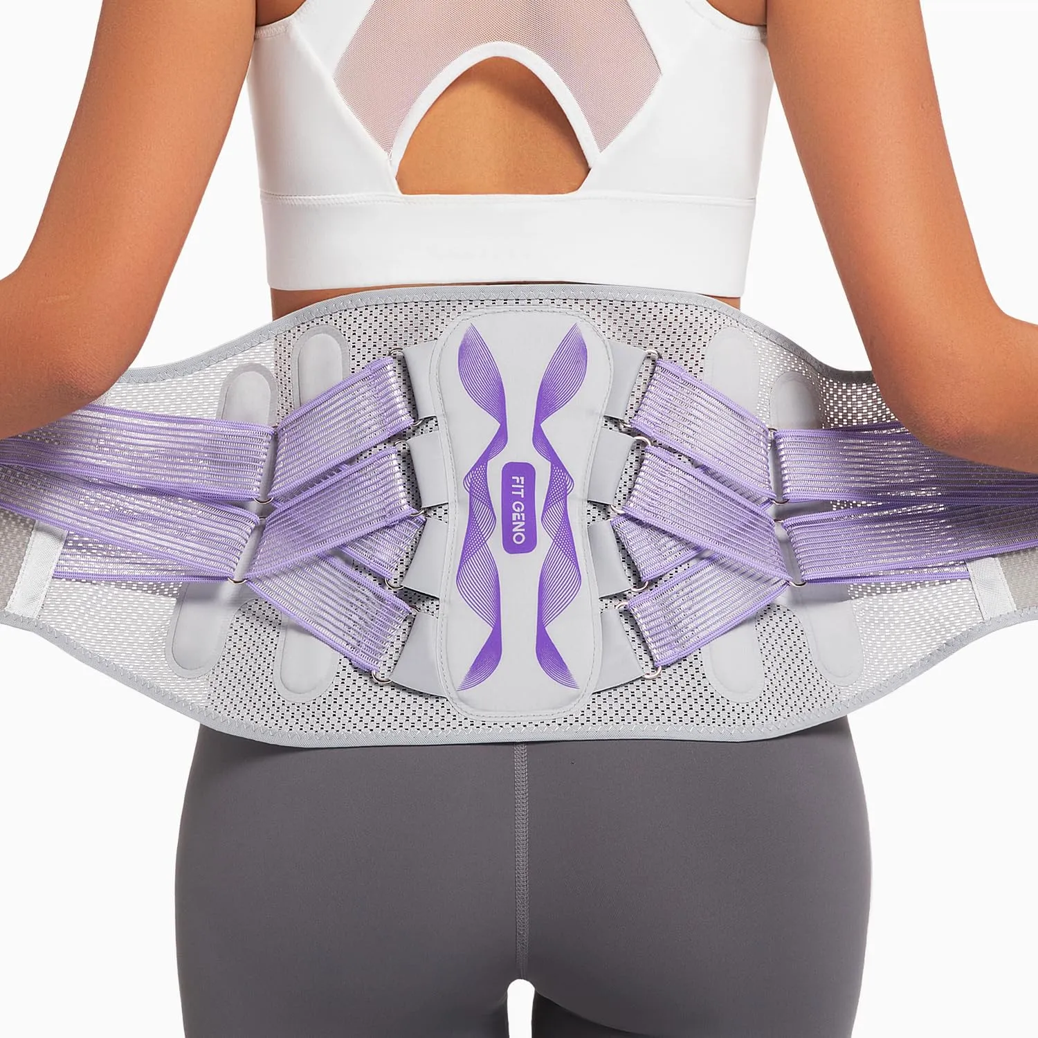 Fit Geno Back Brace for Lower Back Pain Relief: Adjustable Support with Ergonomic Lumbar Pad for Herniated Disc Sciatica and Lumbar Strain - Breathable Design for Women (M)