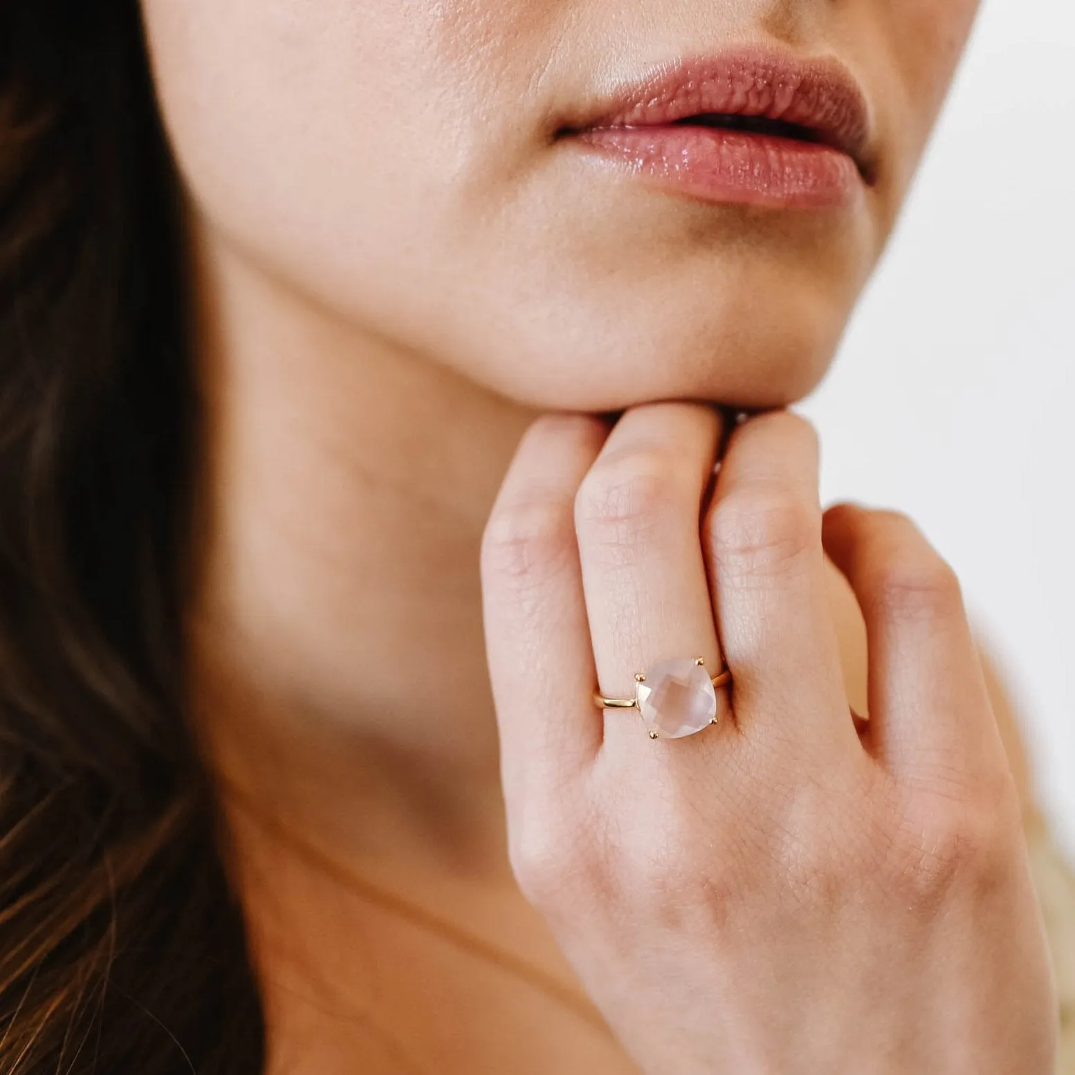 GLEE RING - PINK QUARTZ & GOLD