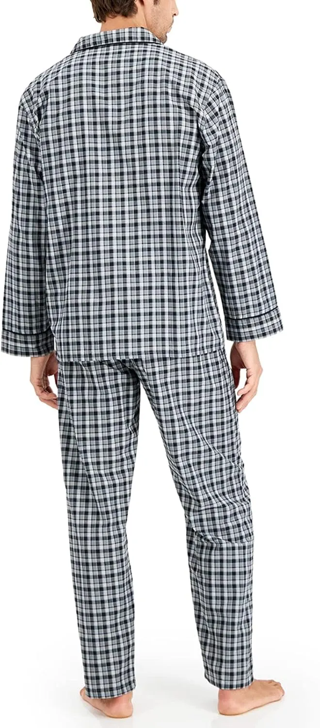 Hanes Men's Long Sleeve Plain Weave Pajama Set
