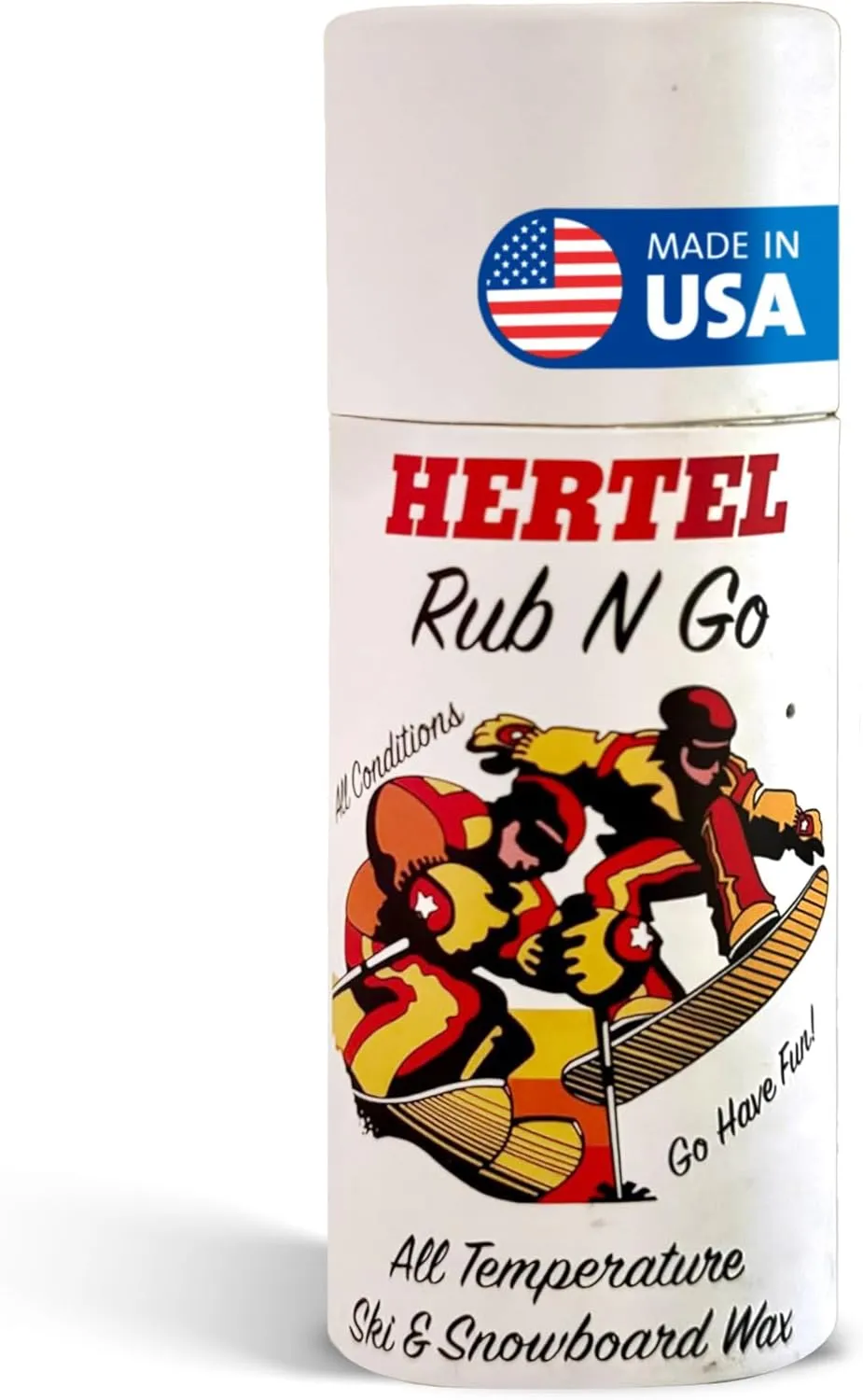 Hertel Rub N Go All Temperature Ski and Snowboard Wax - Rub On Application for Snowboards and Skis - Long Lasting, Easy to Apply Ski & Snowboard Wax, All Weather Conditions (70g)