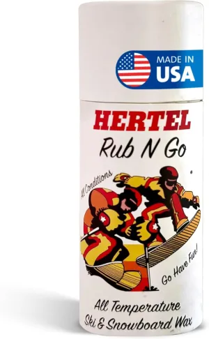 Hertel Rub N Go All Temperature Ski and Snowboard Wax - Rub On Application for Snowboards and Skis - Long Lasting, Easy to Apply Ski & Snowboard Wax, All Weather Conditions (70g)