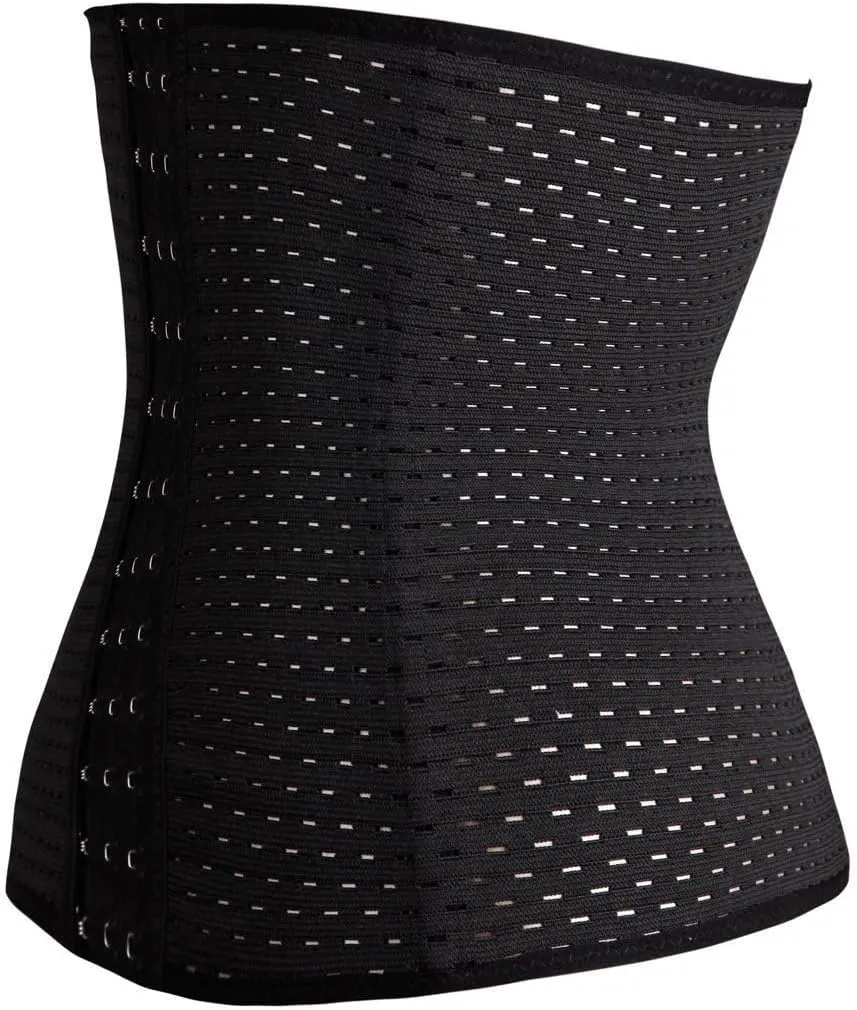LYZ Women's Waist Trainer Corset for Everyday Wear Steel Boned Tummy Control Weight Loss Body Shaper with Adjustable Hooks