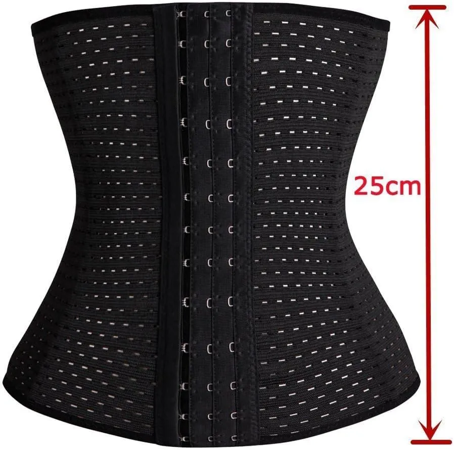 LYZ Women's Waist Trainer Corset for Everyday Wear Steel Boned Tummy Control Weight Loss Body Shaper with Adjustable Hooks