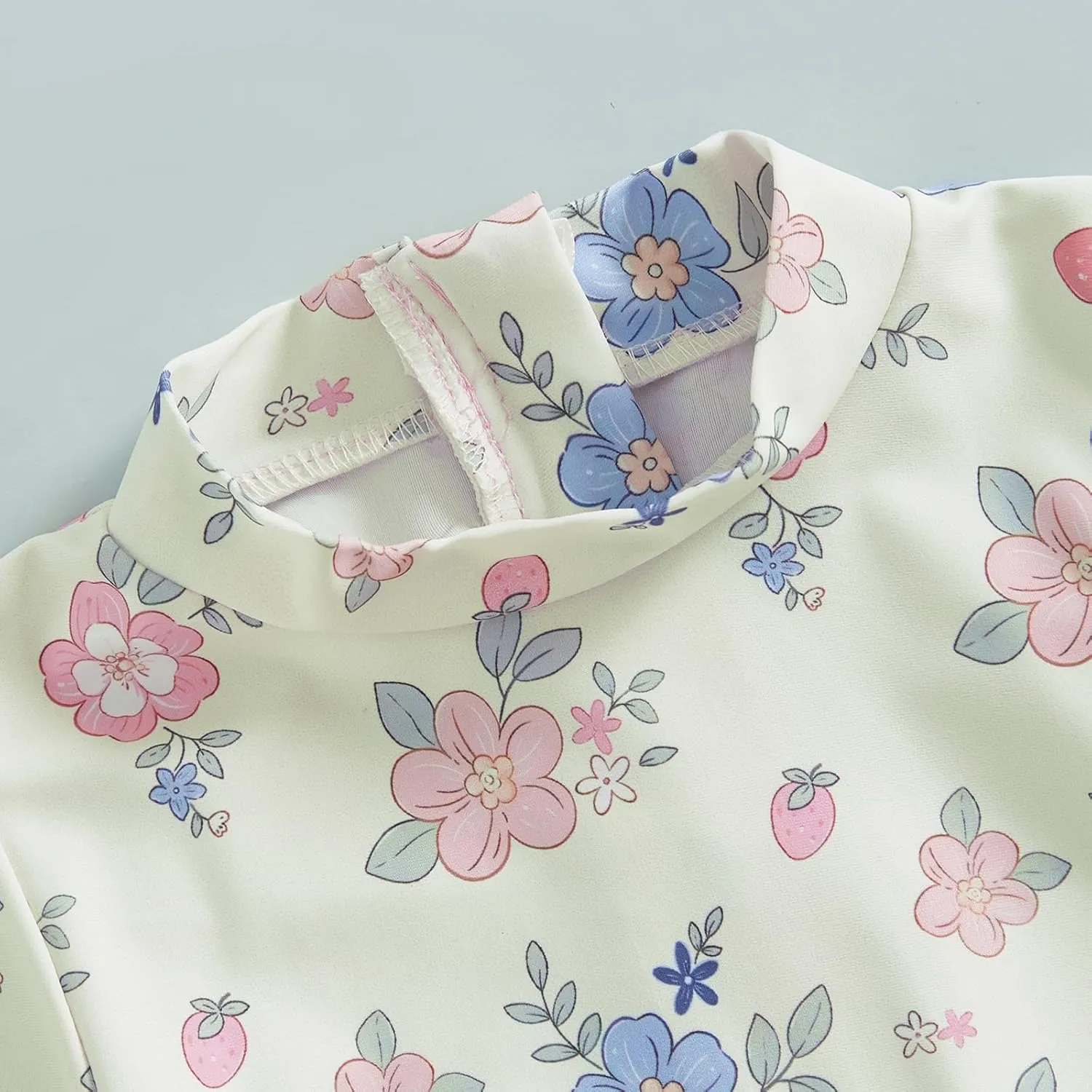 pengnight Toddler Baby Girl Swimsuit One-Piece Long Sleeve Ruffle Floral Print Rash Guard Zipper Bathing Suit