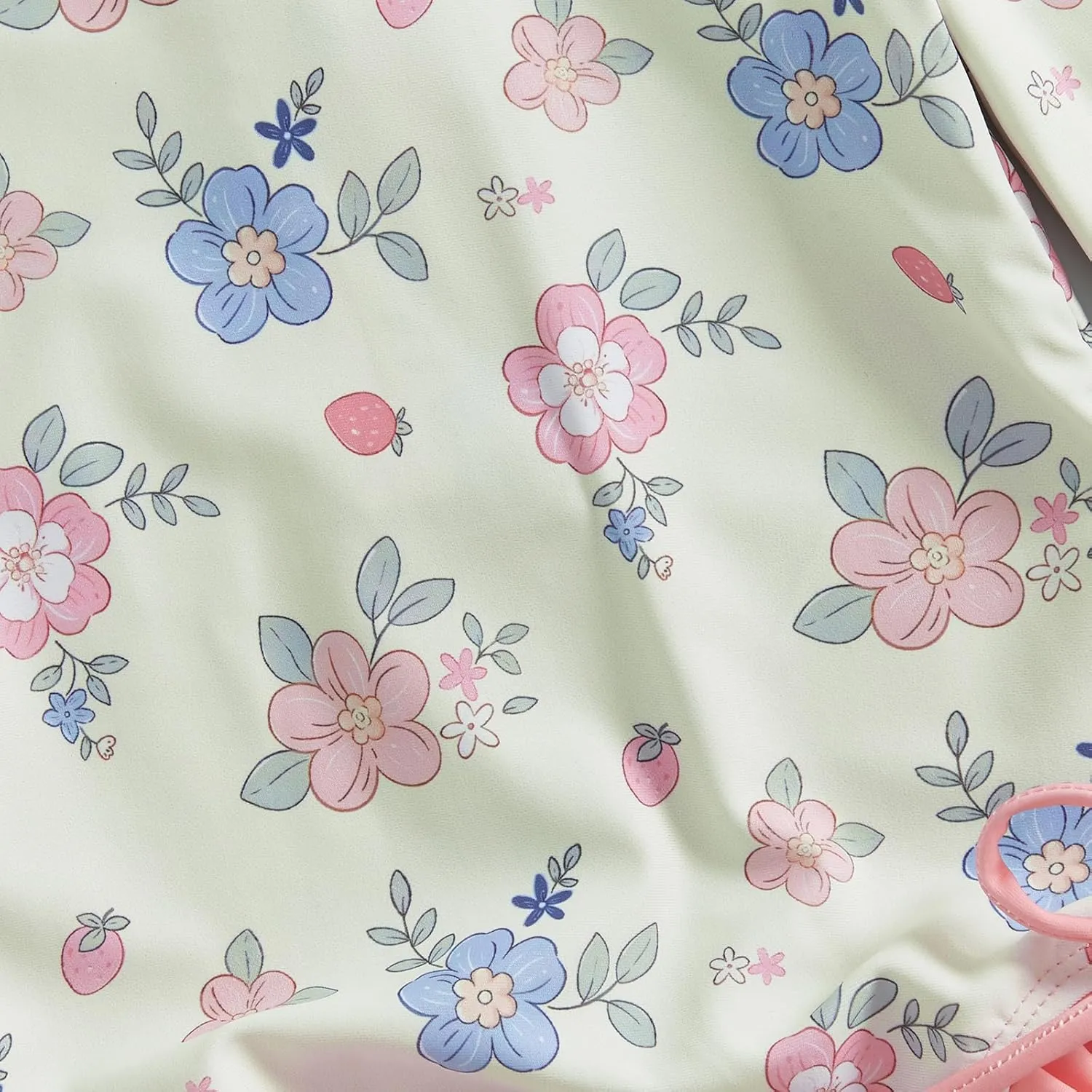 pengnight Toddler Baby Girl Swimsuit One-Piece Long Sleeve Ruffle Floral Print Rash Guard Zipper Bathing Suit