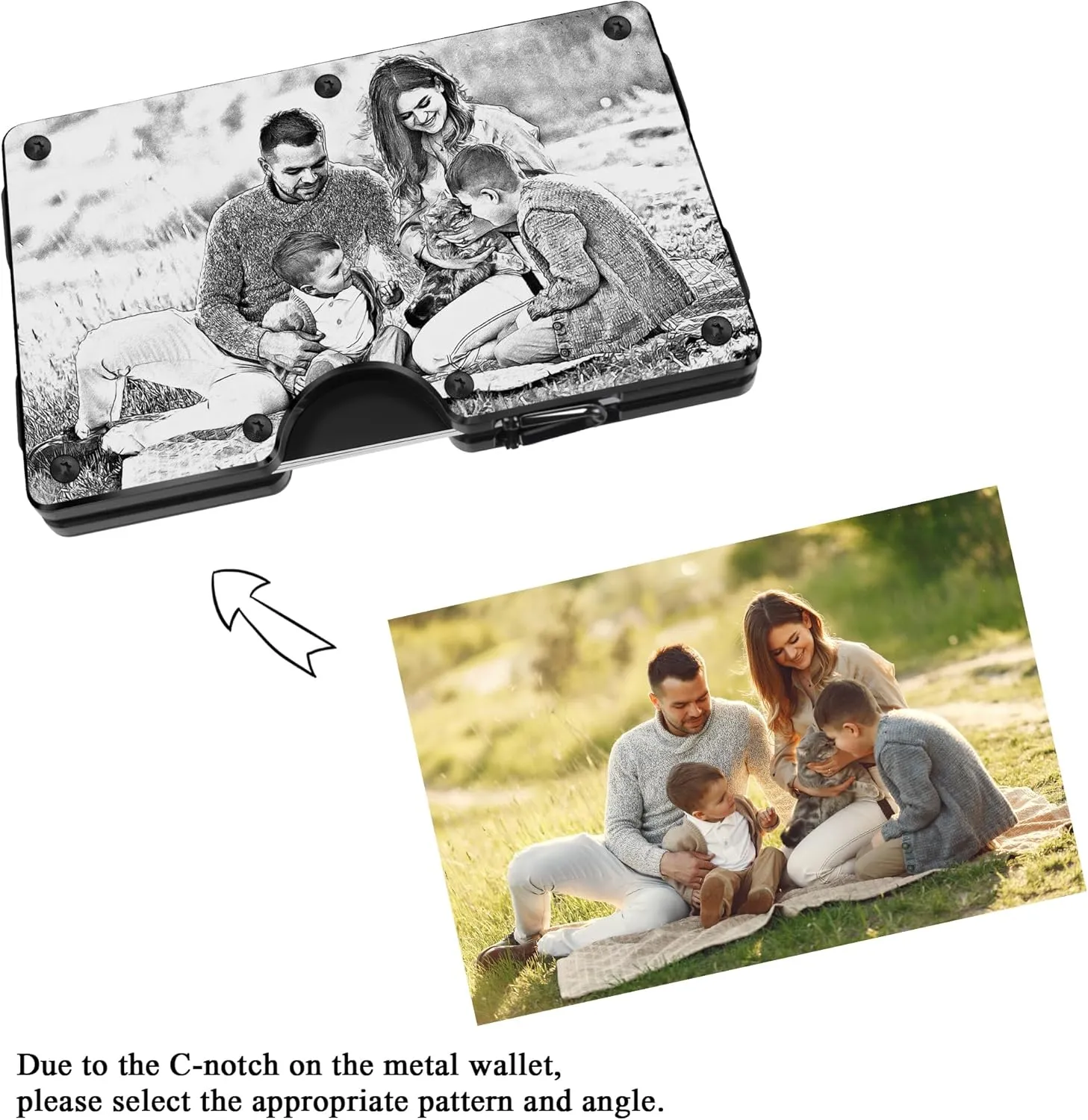 Personalized Photo Gifts for Husband Dad Son, Minimalist Metal Wallet with Money Clip Engraved Name Logo, Custom Picture Aluminum Card Holder for Men, Birthday Anniversary Valentines Christmas