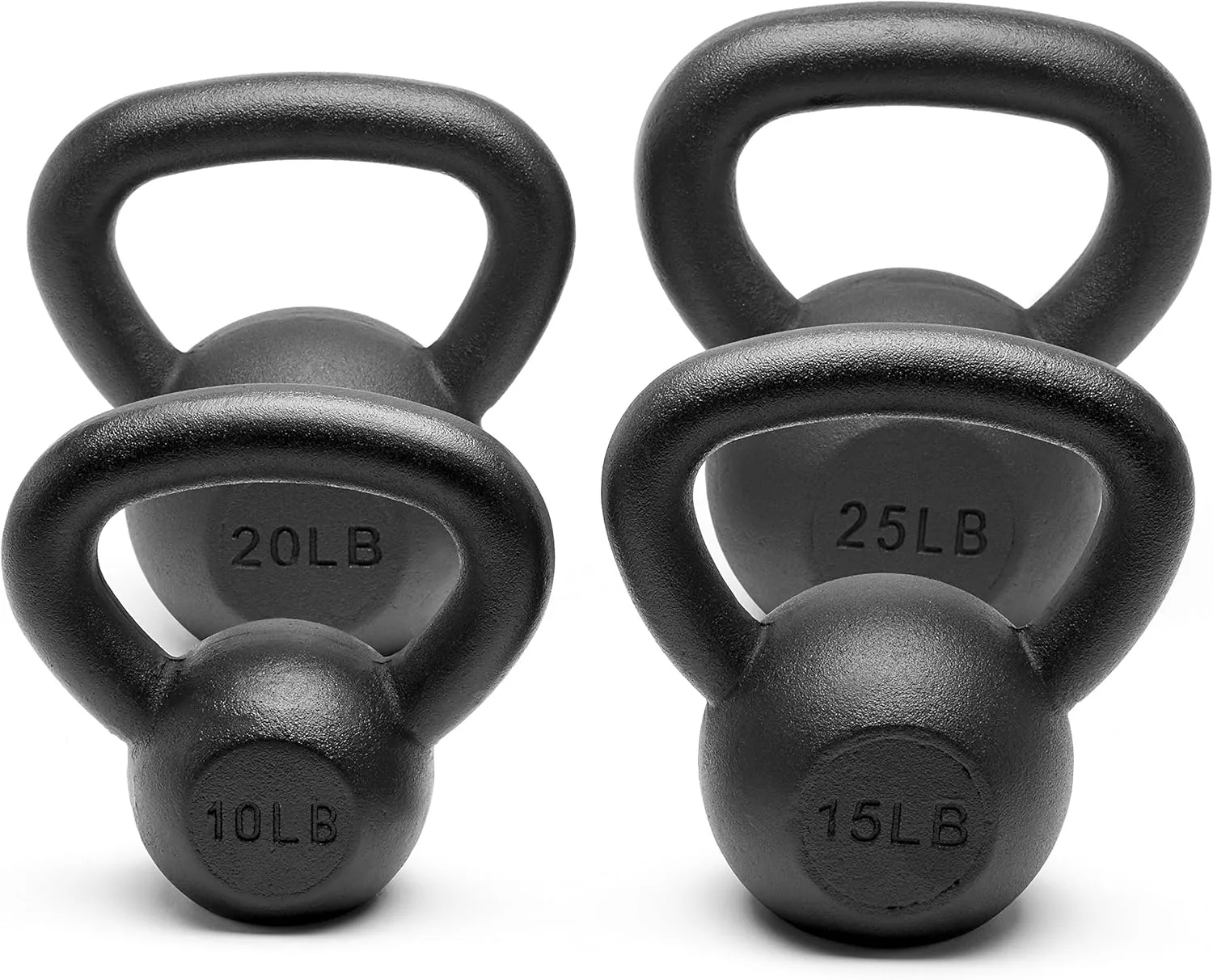 Powder Coated Solid Cast Iron Kettlebell Weights Set 5, 10 15, 20, 25, 30, 35, 40, 45 lbs All Combination