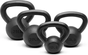 Powder Coated Solid Cast Iron Kettlebell Weights Set 5, 10 15, 20, 25, 30, 35, 40, 45 lbs All Combination