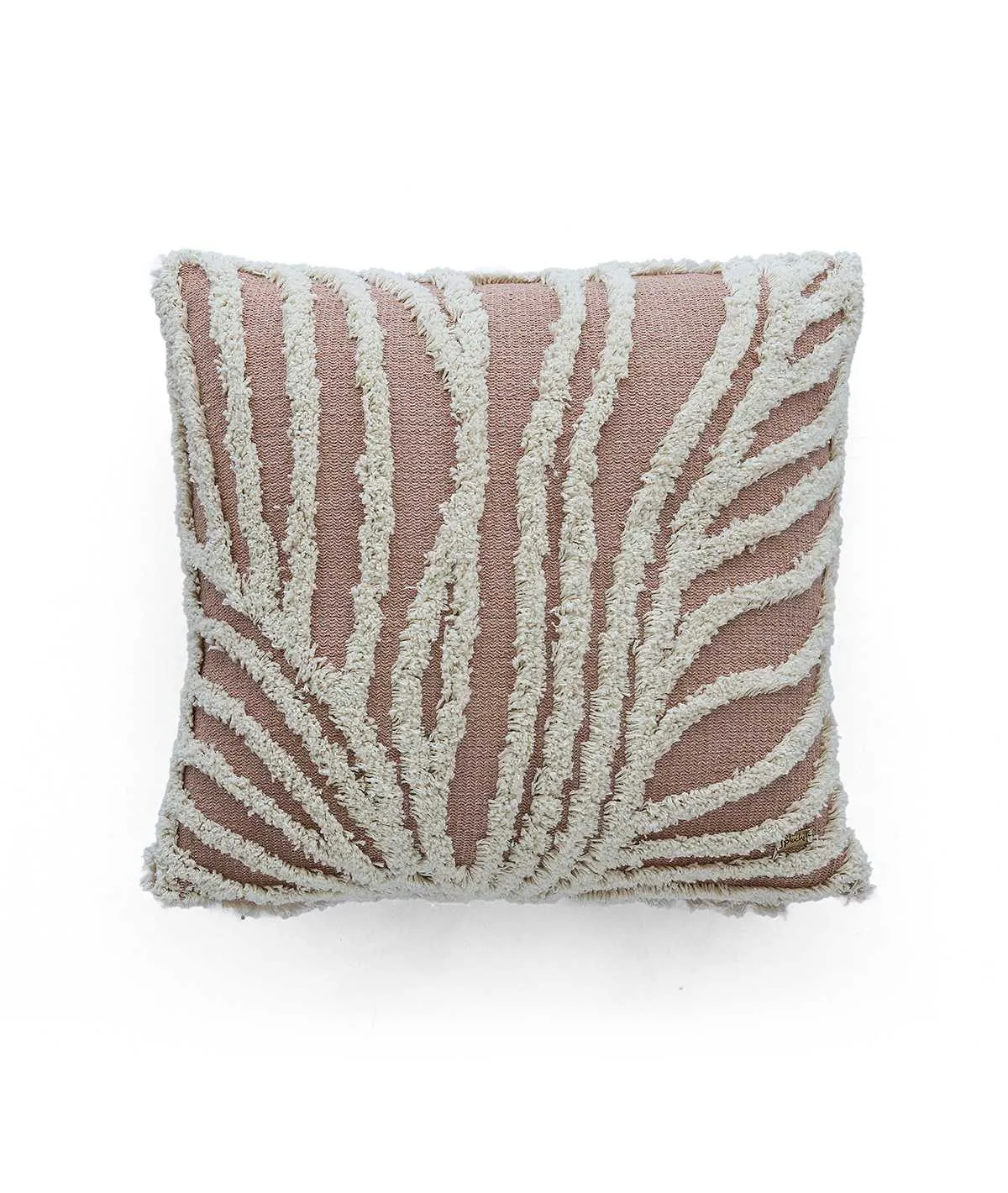 Sea Grass  Cotton Knitted Decorative Tufted Cushion Cover (Blush Pink & Natural)
