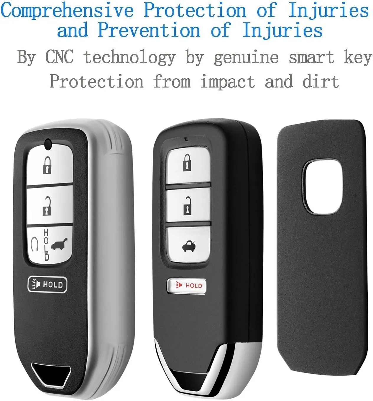 Sindeda for Honda key fob cover with leather keychain,Soft TPU Full Cover Protection,key fob case compatible Honda Accord Civic CRV Pilot Odyssey Passport Smart Remote KeyKey Fob Shell Silver