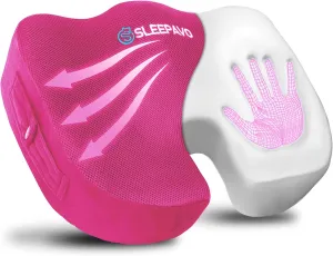 Sleepavo Pink Memory Foam Seat Cushion for Office Chair - Pillow for Sciatica, Coccyx, Back, Tailbone & Lower Back Pain Relief - Orthopedic Chair Pad for Lumbar Support in Office Desk, Car, Airplane