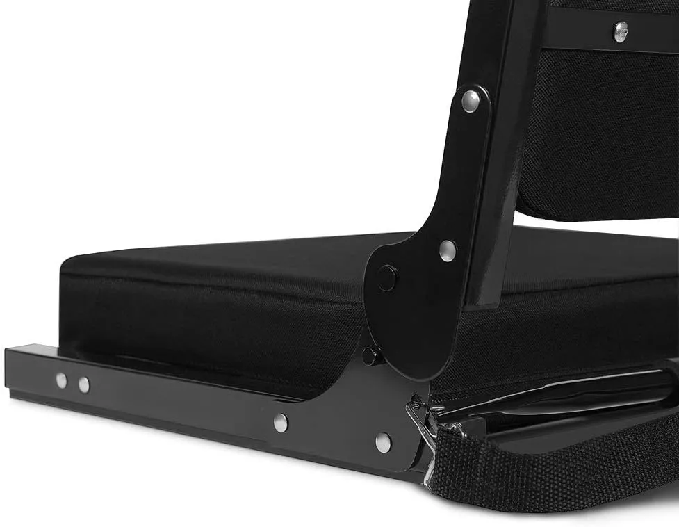 Stadium Seats for Bleachers with Ultra Padded Comfy Foam Cushion, Wide Portable Stadium Chairs with Back Support and Shoulder Strap, 1 Pack, Black
