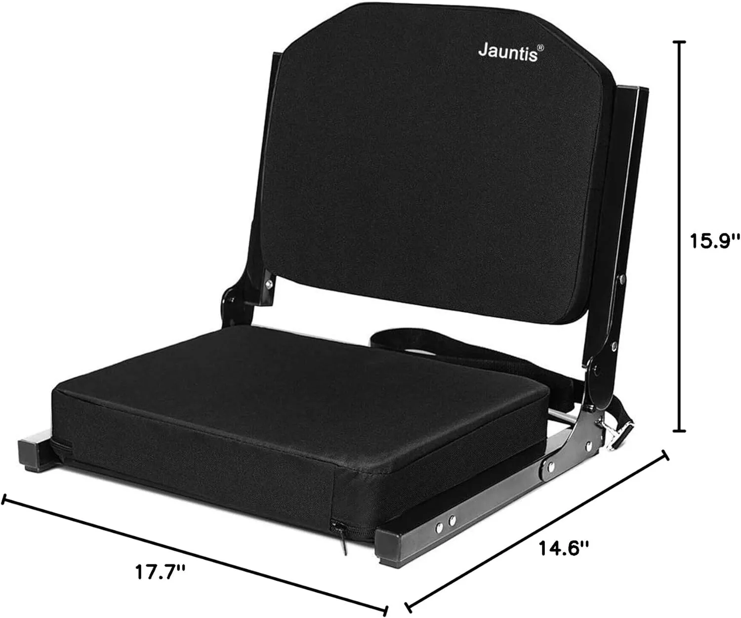 Stadium Seats for Bleachers with Ultra Padded Comfy Foam Cushion, Wide Portable Stadium Chairs with Back Support and Shoulder Strap, 1 Pack, Black